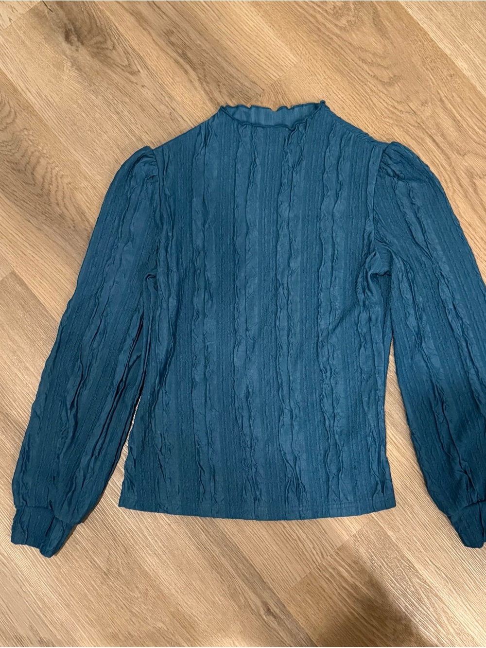 Textured Long Sleeve Top in Teal